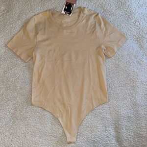 Nearly Nude Brand Medium Tee Bodysuit In the Buff Tan Bottom Close Womens NWT